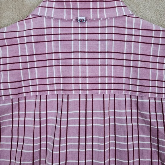 John Lennon Button-Down Oxford Shirt Pink Plaid Embroidered Long Sleeve Men's XL - Picture 10 of 11